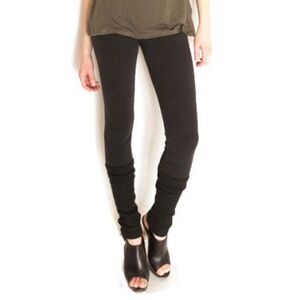 NWT Plush Fleece Lined Leg Warmers Leggings BLACK / BLACK